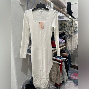 Misguided asymmetrical long sleeve ribbed dress